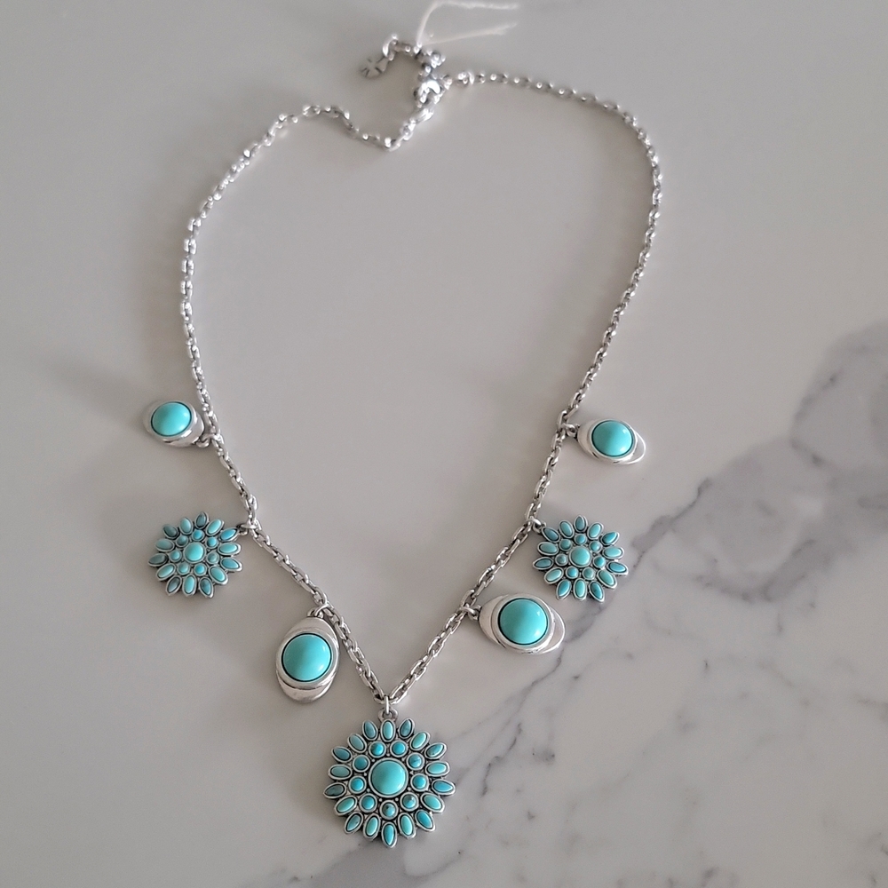 Silver and blue necklace